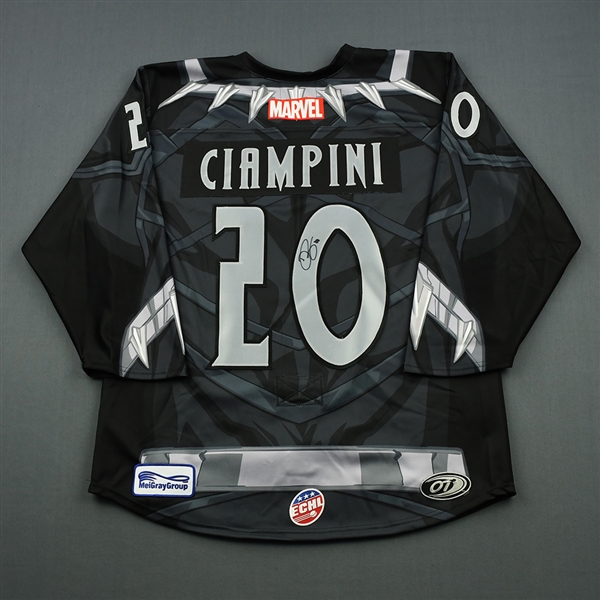 Daniel Ciampini - Brampton Beast - 2018-19 MARVEL Super Hero Night - Game-Worn Autographed Jersey, and Socks