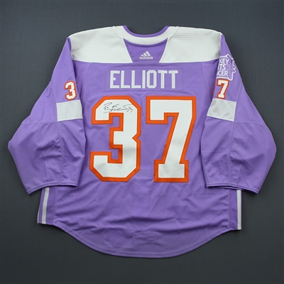 Brian Elliott - Philadelphia Flyers - 2018 Hockey Fights Cancer - Warmup-Issued Autographed Jersey