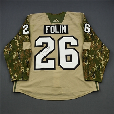 Christian Folin - Philadelphia Flyers - 2018 Military Appreciation Night - Warmup-Worn Autographed Jersey
