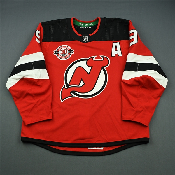  Taylor Hall - Game-Issued Jersey - New Jersey Devils - Martin Brodeur Hockey Hall of Fame Honoree  - Nov. 13