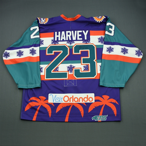 Miles Harvey  - 2015-16 Orlando Solar Bears - Ulgy Sweater Night December 5, 2015 - Game-Issued Autographed Jersey 