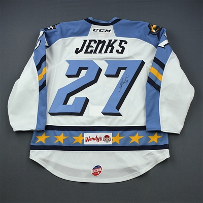 A.J. Jenks - 2019 CCM/ECHL All-Star Classic - Fins - Game-Worn Autographed w/ socks w/C Jersey