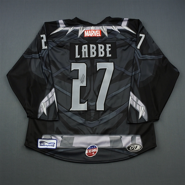 Dylan Labbe - Wichita Thunder - 2018-19 MARVEL Super Hero Night - Game-Issued Autographed Jersey 