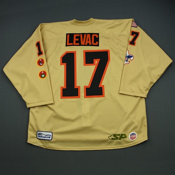 Justin Levac -2012-13 Orlando Solar Bears - Scout Night Jersey - Game-Worn Jersey 