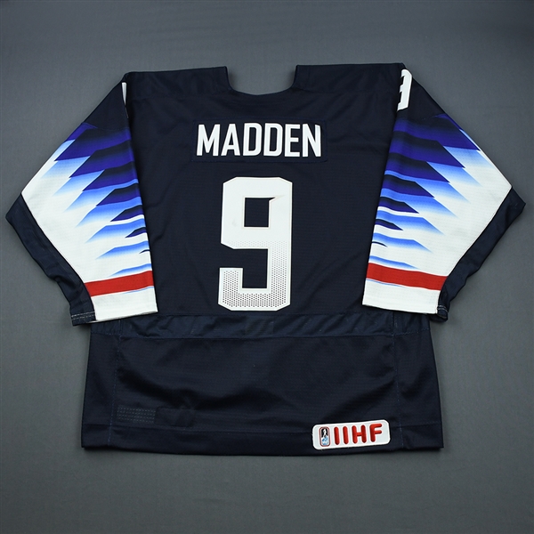 Tyler Madden - 2019 U.S. IIHF World Junior Championship - Game-Worn Blue Jersey