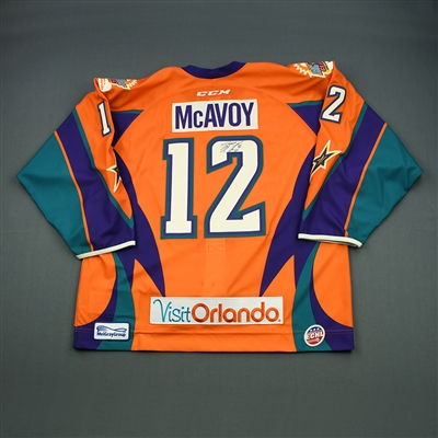 Spencer McAvoy - 2014-15 Orlando Solar Bears - Orange All-Star 1st Period - Game-Worn Autographed Jersey 