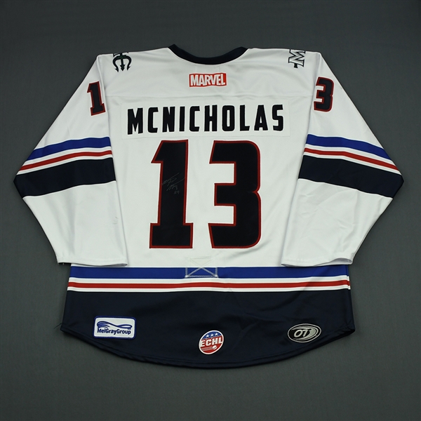 Michael McNicholas - Maine Mariners - 2018-19 MARVEL Super Hero Night - Game-Worn Autographed Jersey, and Socks
