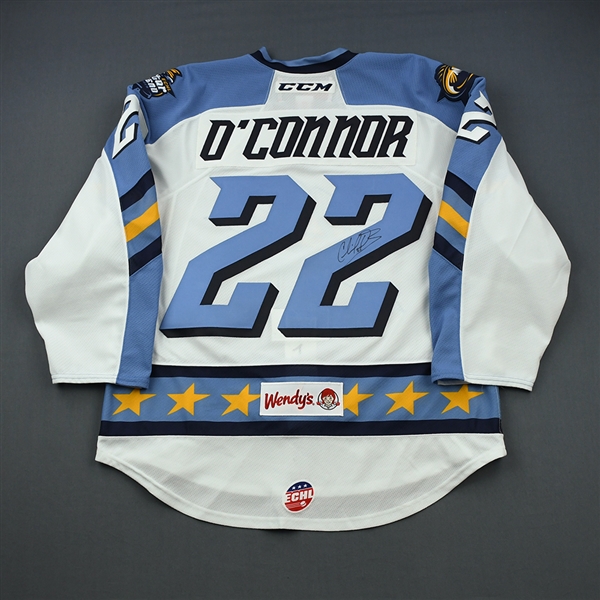 Charlie OConnor - 2019 CCM/ECHL All-Star Classic - Fins - Game-Worn Autographed w/ socks Jersey