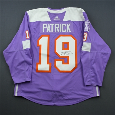 Nolan Patrick - Philadelphia Flyers - 2018 Hockey Fights Cancer - Warmup-Worn Autographed Jersey