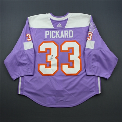 Calvin Pickard - Philadelphia Flyers - 2018 Hockey Fights Cancer - Warmup-Worn Autographed Jersey
