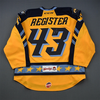 Matt Register - 2019 CCM/ECHL All-Star Classic - Hooks - Game-Worn Autographed w/ socks Jersey