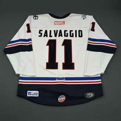 Jason Salvaggio - Maine Mariners - 2018-19 MARVEL Super Hero Night - Game-Worn Autographed Jersey, and Socks