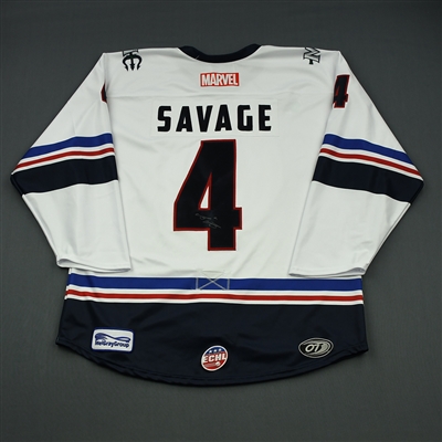Scott Savage - Maine Mariners - 2018-19 MARVEL Super Hero Night - Game-Worn Autographed Jersey w/A, and Socks