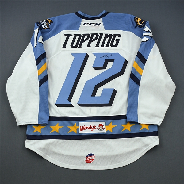Jordan Topping - 2019 CCM/ECHL All-Star Classic - Fins - Game-Worn Autographed w/ socks Jersey