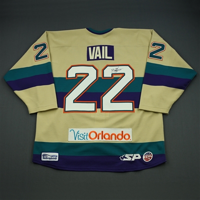 Brady Vail - 2014-15 Orlando Solar Bears - Cream - Game-Worn Autographed Jersey 
