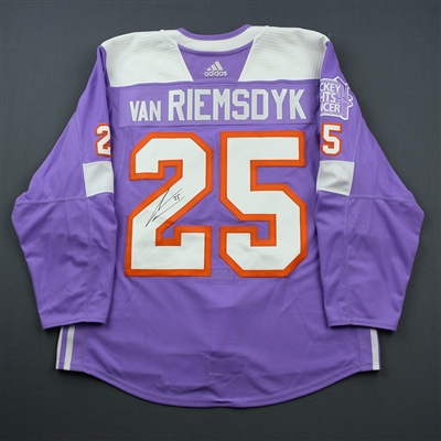 James van Riemsdyk - Philadelphia Flyers - 2018 Hockey Fights Cancer - Warmup-Worn Autographed Jersey