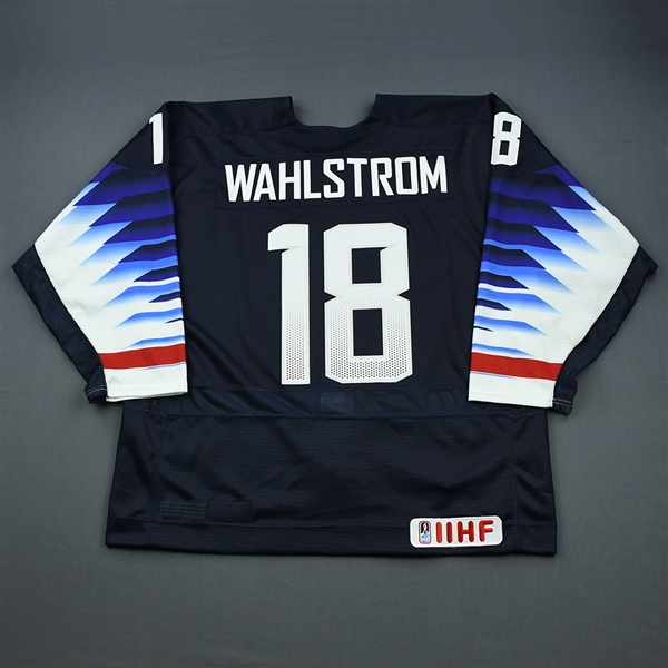 Oliver Wahlstrom - 2019 U.S. IIHF World Junior Championship - Game-Worn Blue Jersey