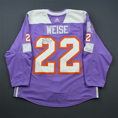 Dale Weise - Philadelphia Flyers - 2018 Hockey Fights Cancer - Warmup-Worn Autographed Jersey