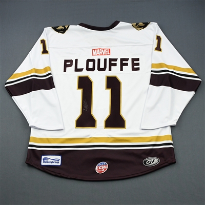 Derian Plouffe - NewFoundland Growlers - 2018-19 MARVEL Super Hero Night - Game-Issued Autographed Jersey