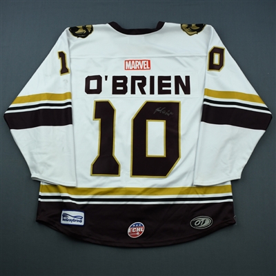 Zach OBrien - NewFoundland Growlers - 2018-19 MARVEL Super Hero Night - Game-Worn Autographed Jersey w/A and Socks 