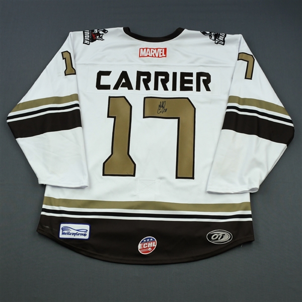 Alexandre Carrier  - Adirondack Thunder - 2018-19 MARVEL Super Hero Night - Game-Worn Autographed Jersey and Socks