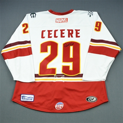 Garrett Cecere - Maine Mariners - 2018-19 MARVEL Super Hero Night - Game-Worn Autographed Jersey and Socks 