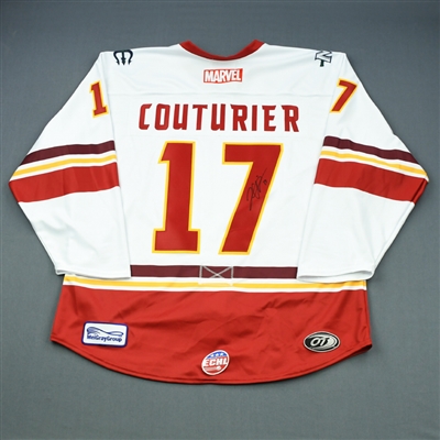 Josh Couturier - Maine Mariners - 2018-19 MARVEL Super Hero Night - Game-Worn Autographed Jersey and Socks 