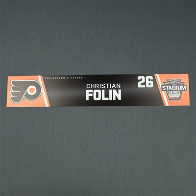 Christian Folin - 2019 NHL Stadium Series - Locker Room Nameplate - Game-Issued