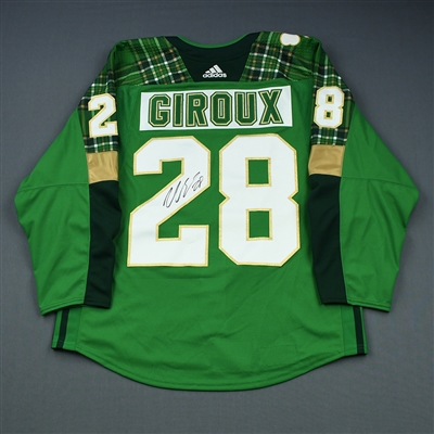Claude Giroux - 2018-19 Green St. Patricks Day Warm-Up worn w/C Jersey
