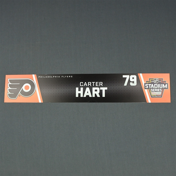 Carter Hart - 2019 NHL Stadium Series - Locker Room Nameplate