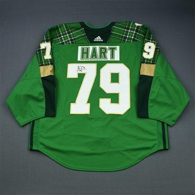 Carter Hart - 2018-19 Green St. Patricks Day Warm-Up worn Jersey