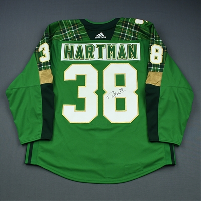 Ryan Hartman - 2018-19 Green St. Patricks Day Warm-Up worn Jersey