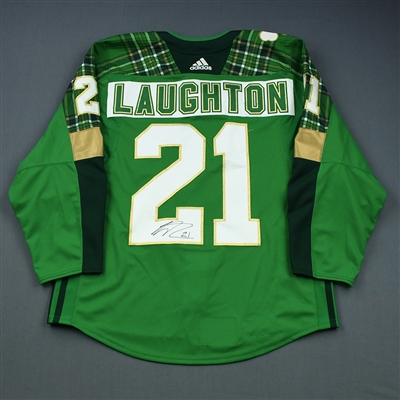 Scott Laughton - 2018-19 Green St. Patricks Day Warm-Up worn Jersey