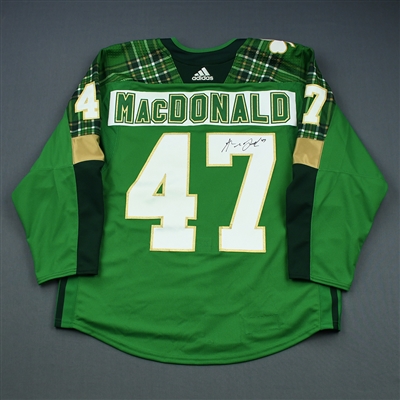Andrew MacDonald - 2018-19 Green St. Patricks Day Warm-Up Issued w/A Jersey