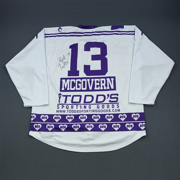 Katie McGovern - Minnesota Whitecaps - Warm-Up-Worn DIFD White Autographed Jersey - March 2, 2019