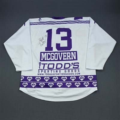 Katie McGovern - Minnesota Whitecaps - Warm-Up-Worn DIFD White Autographed Jersey - March 2, 2019
