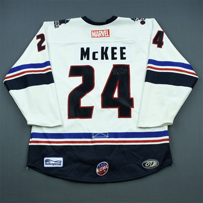 Mike McKee - Tulsa Oilers - 2018-19 MARVEL Super Hero Night - Game-Worn Autographed Jersey and Socks 