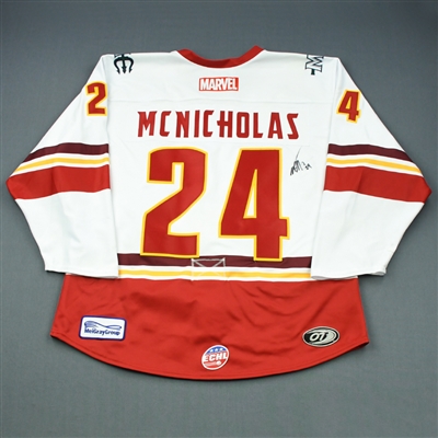Michael McNicholas - Maine Mariners - 2018-19 MARVEL Super Hero Night - Game-Worn Autographed Jersey and Socks 