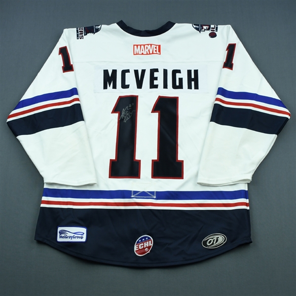 Anthony McVeigh - Tulsa Oilers - 2018-19 MARVEL Super Hero Night - Game-Worn Autographed Jersey and Socks 