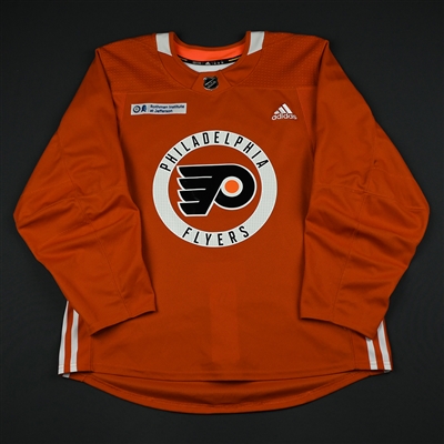 Travis Konecny - 17-18 - Philadelphia Flyers - Orange Practice Jersey w/ Rothman Institute Patch