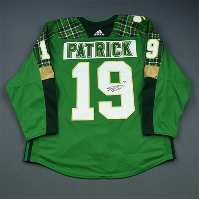 Nolan Patrick - 2018-19 Green St. Patricks Day Warm-Up worn Jersey