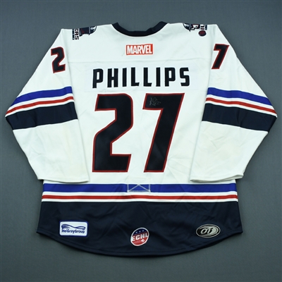 Adam Phillips - Tulsa Oilers - 2018-19 MARVEL Super Hero Night - Game-Worn Autographed Jersey 
