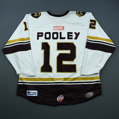 Scott Pooley - NewFoundland Growlers - 2018-19 MARVEL Super Hero Night - Game-Worn Autographed Jersey and Socks 