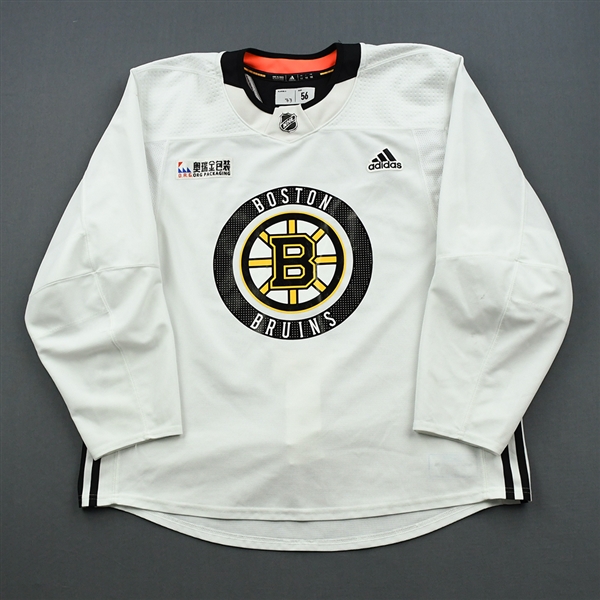 Charlie McAvoy - 18-19 - White - Stanley Cup Final Practice Worn Jersey w/ O.R.G. Packaging Patch 