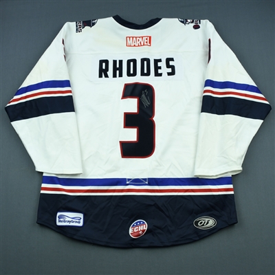 Kyle Rhodes - Tulsa Oilers - 2018-19 MARVEL Super Hero Night - Game-Worn Autographed Jersey and Socks 