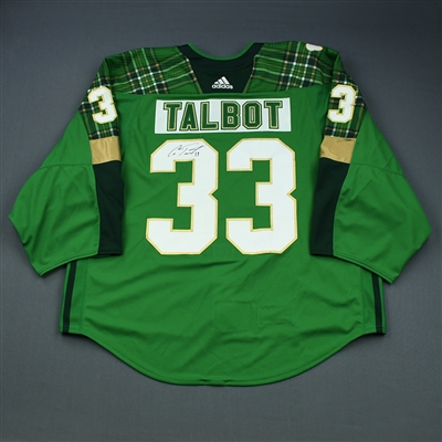 Cam Talbot - 2018-19 Green St. Patricks Day Warm-Up worn Jersey