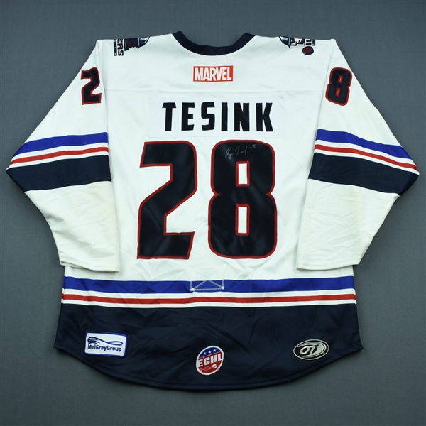 Ryan Tesink - Tulsa Oilers - 2018-19 MARVEL Super Hero Night - Game-Worn Autographed Jersey and Socks 
