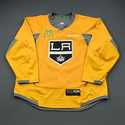 Dwight King - 15-16 - Los Angeles Kings - Yellow Practice Jersey w/McDonalds Patch