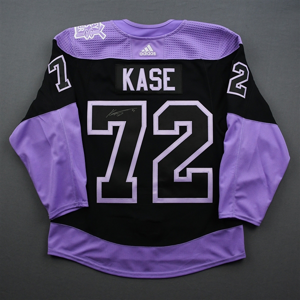 David Kase - Warmup-Worn Hockey Fights Cancer Autographed Jersey - Dec. 17, 2019