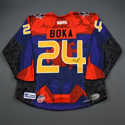 Nick Boka - Spider-Man - 2019-20 MARVEL Super Hero Night - Game-Issued Autographed Jersey
